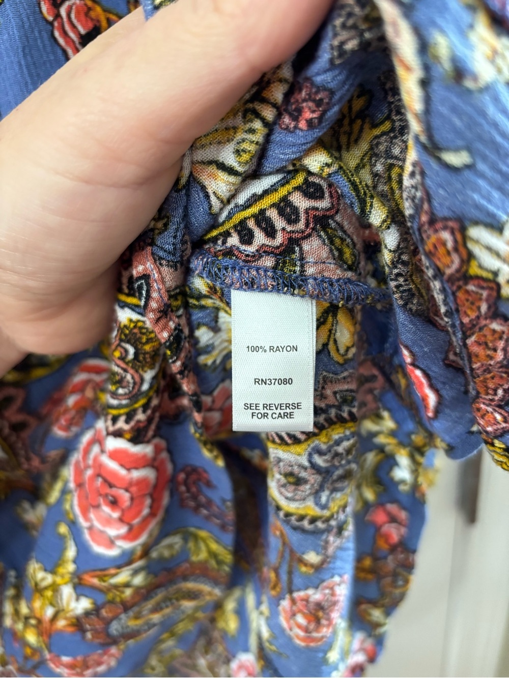 Cato Women’s Plus Size 18/20 Paisley Floral Bell Sleeve Blouse Top Blue Multi - Picture 8 of 8